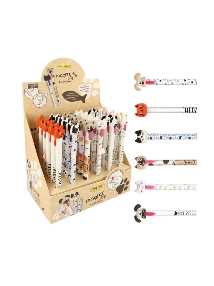 ΣΤΥΛΟ GEL MAGIXX ZIP ΜΕ ΜΕΛΑΝΙ ΠΟΥ ΣΒΗΝΕΙ ΑΣΠΡΟΣ/ΜΑΥΡΟΣ ΣΚΥΛΟΣ ΓΛΩΣΣΑ